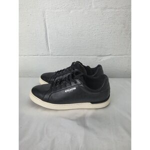 Coach Clip Low Top Sneakers Deep Black Leather Men's Size 9.5D